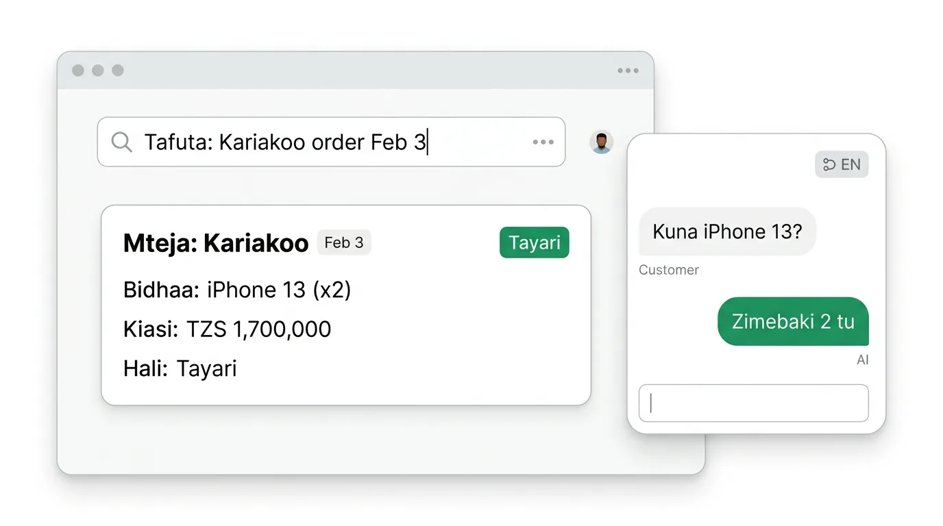 C-chat inbox — finding answers in Swahili and English